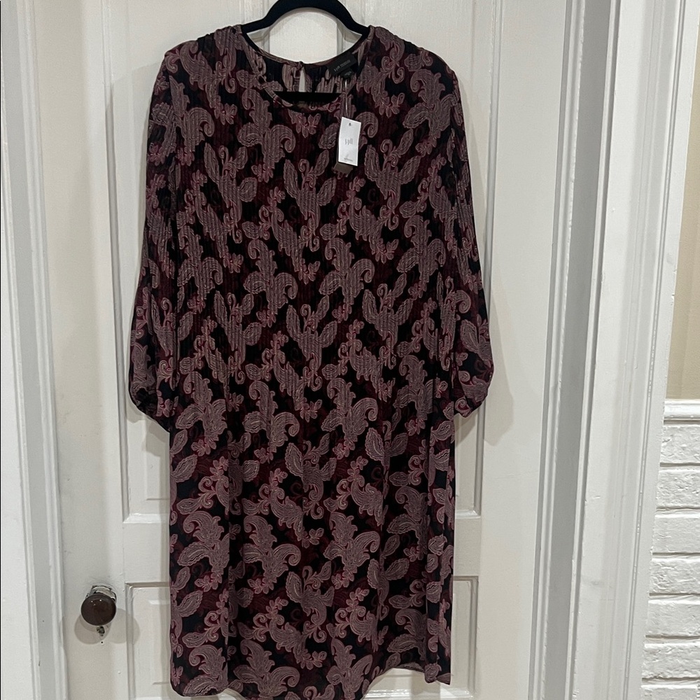 J. Jill Black and Pink Floral Long Sleeve Dress